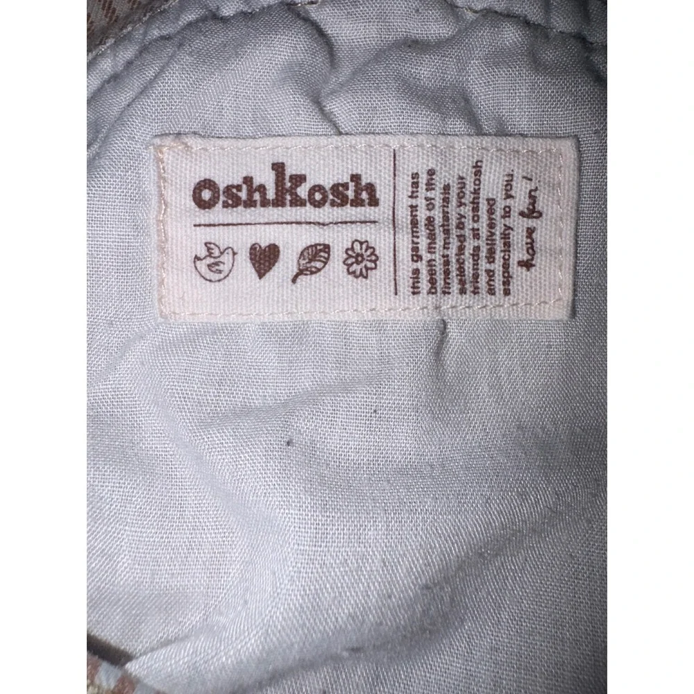 OshKosh Bgosh Tan Hickory Stripe Butterfly Overall Jumper Dress Kids